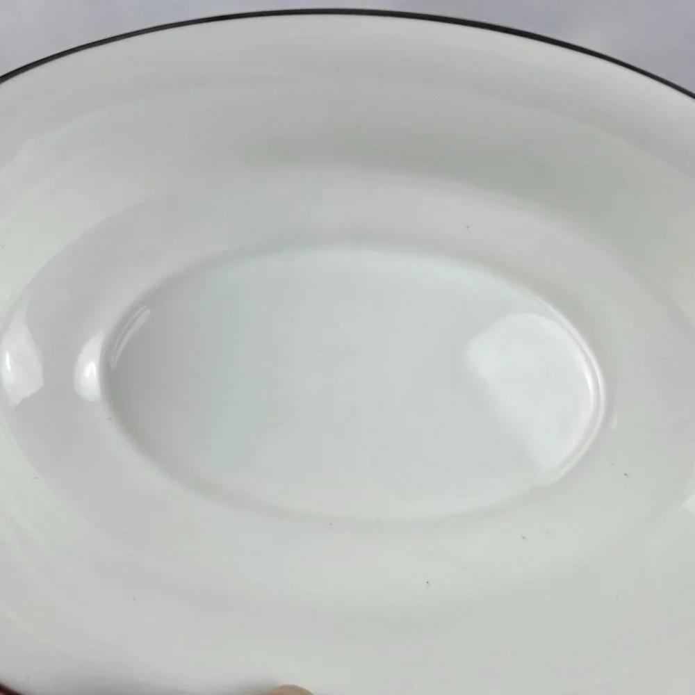 Oxford China Spring 8 Inch Oval Serving Bowl Multicolor Floral Rim Aqua Band